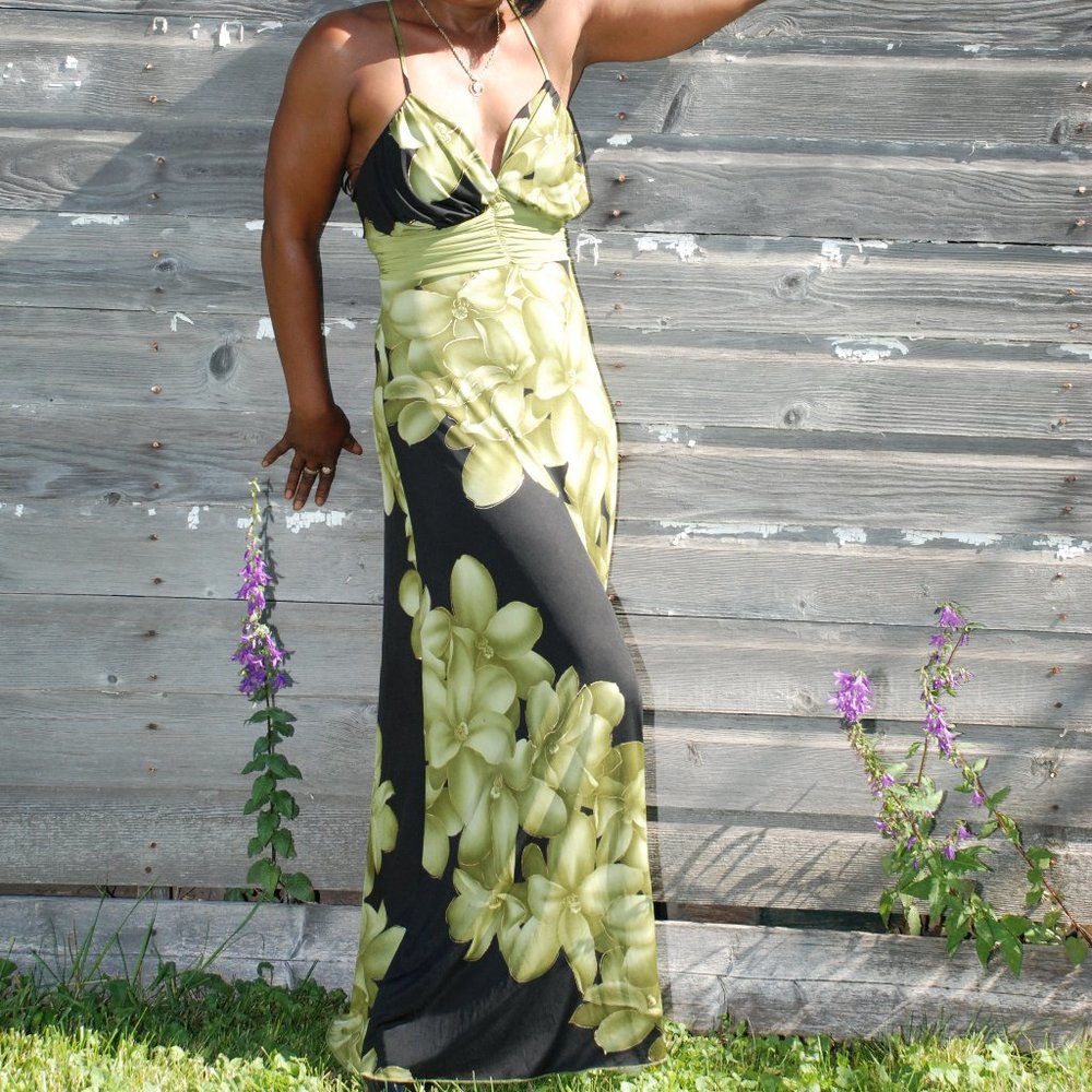Green and Black Maxi Dress